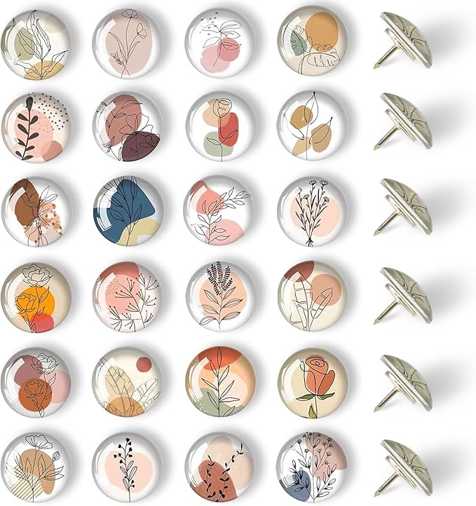 24 Glass Decorative Push Pins, Cute Bulletin Board Pins, Cute Thumbtacks by KEYDUACU