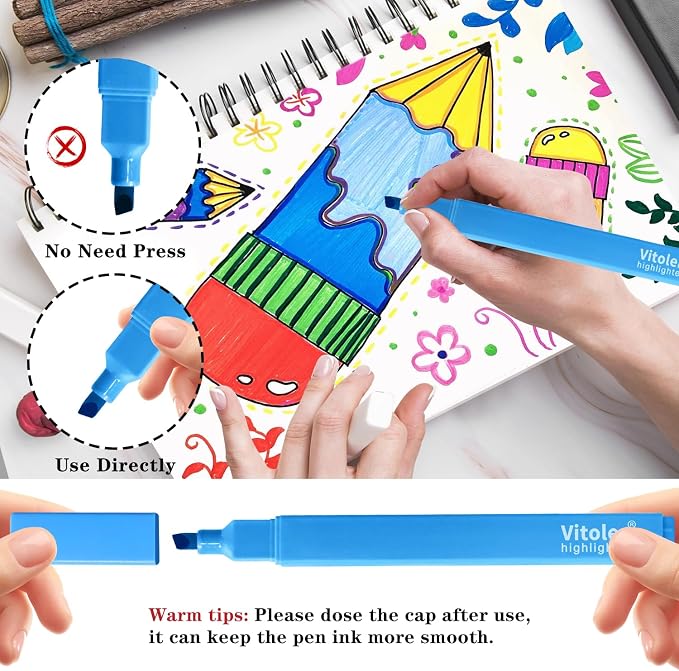 Piochoo Aesthetic Highlighters, Chisel Tip, Vibrant Colors, Pastel Highlighters - Image 4