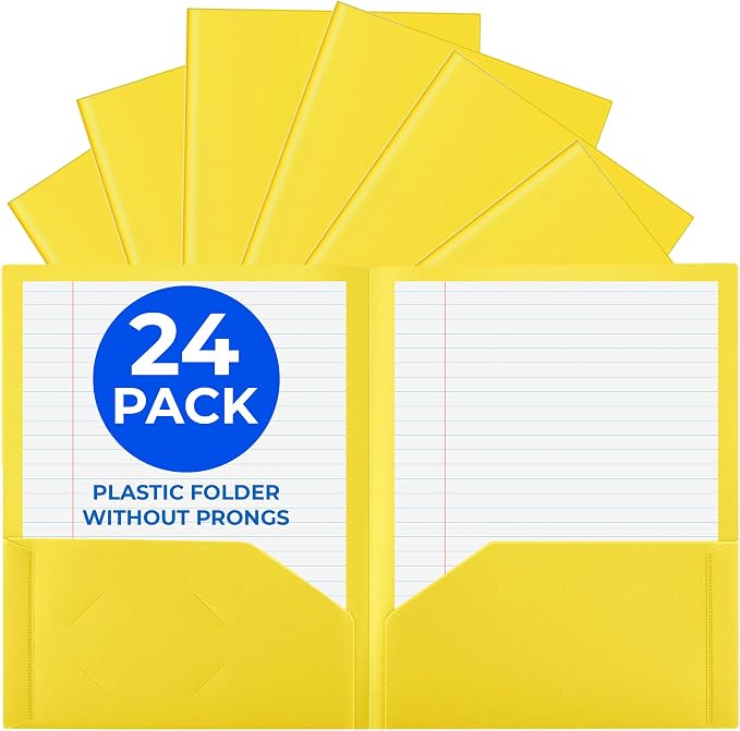 24 Pack Yellow Plastic Folders by EPI