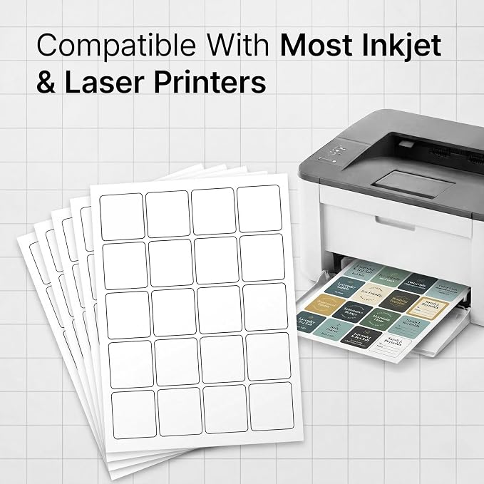 2" X 2" Matte White Printable Labels Custom Labels, Logo Stickers, QR Codes - Image 3