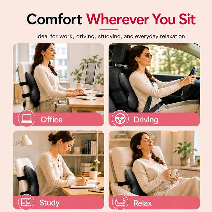 Memory Foam Lumbar Support Pillow, Back Support - Image 4