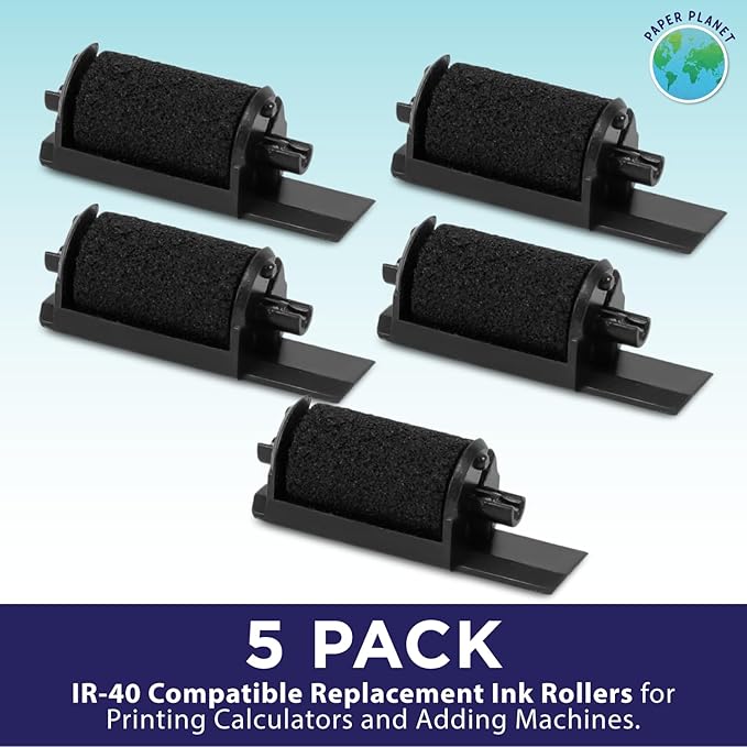 Black Printing Calculator Ribbons Compatible with IR40 by Paper Planet | Replacement Adding Machine Ink Ribbon Compatible with Canon, Casio, Sharp, Adler, and Victor IR40 Adding Machines | 5 Pack-DeskLoop Office