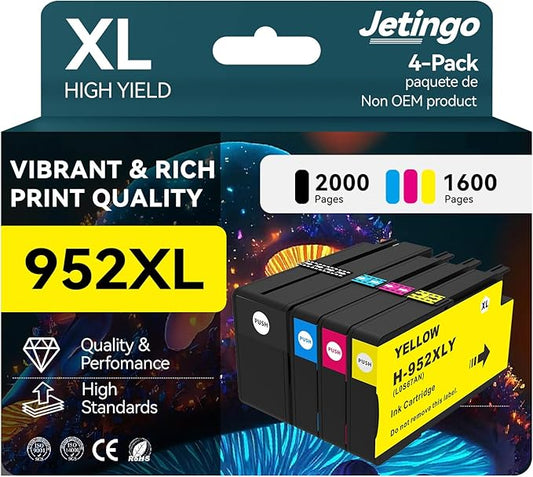 952XL Ink Cartridges Combo Pack for HP 8710 7740 Printers HP952XL Ink Cartridge Black and Color for HP Officejet Pro 8210 8730 8200 8720 8700 7740 8715 8702 8725 8740 4 Pack Black Cyan Yellow Magenta-DeskLoop Office