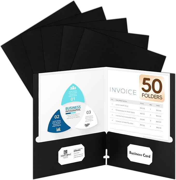 50 Packs Two Pocket Folders, Two Pocket File Folders by Unknown
