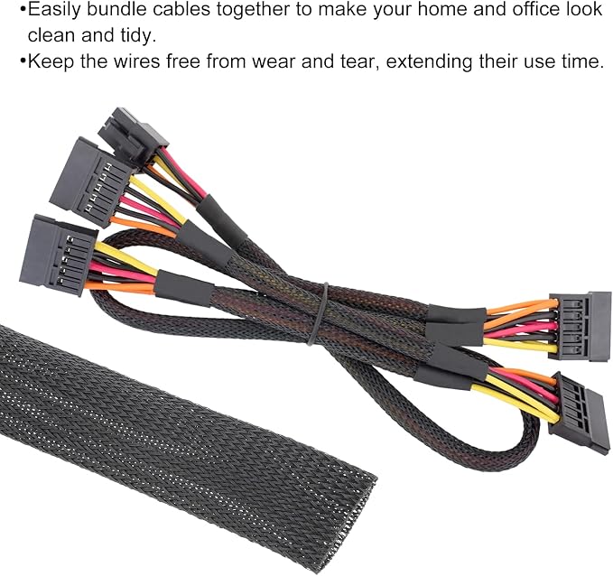 25ft PET Expandable Wire Loom 1.2 inch, PET Braided Wire Sleeving Cable - Image 4