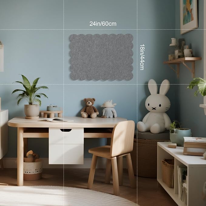 Lightomorrow Scalloped Bulletin Board, 24 x 18 Inches Felt Pin Board - Image 3