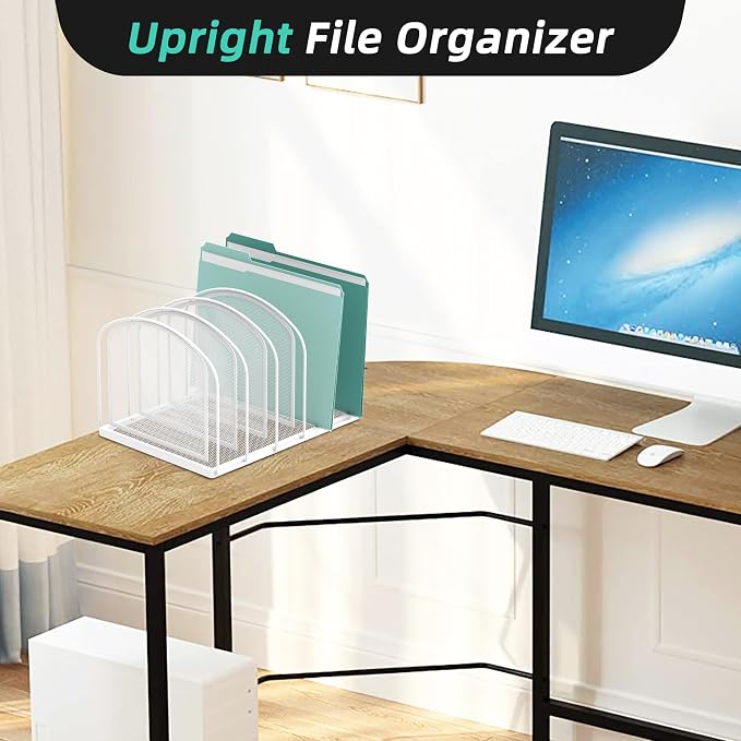 SUPEASY File Organizer 5-Section Mesh Desk Organizer, Upright File Organizer - Image 5