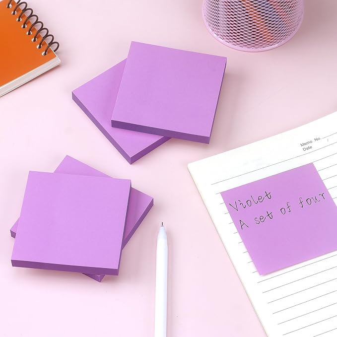 Sticky Notes 3x3 Self-Stick Notes Bright Colors Sticky Notes 4 Pads 100 - Image 7