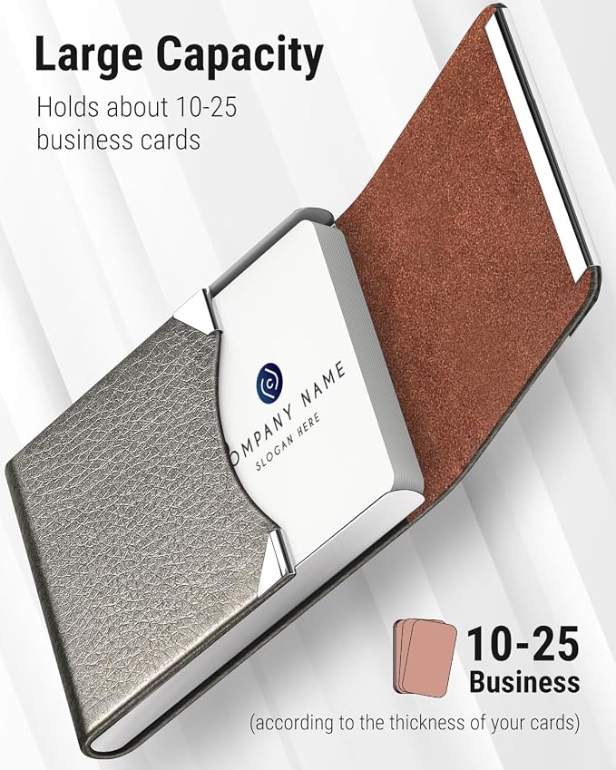 MaxGear Business Card Holder, PU Leather Business Card Case, Magnetic Closure - Image 2