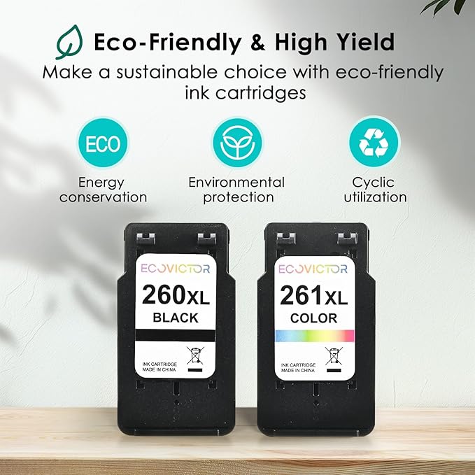Certified Sustainable Ink Cartridge Replacement for Canon 260 261 260XL 261XL PG-260 CL-261XL Black and Color Combo 2 Pack Compatible for PIXMA TS6420 TS6420a TR7020 TR7020a TR7022a Printer-DeskLoop Office