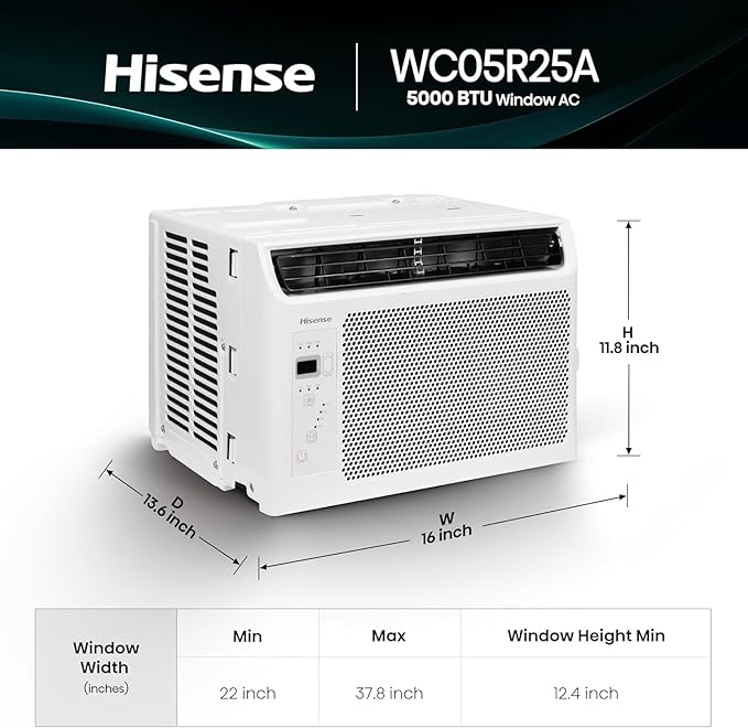 Hisense WC05R25A Window Air Conditioner, 5,000 BTU, White-DeskLoop Office