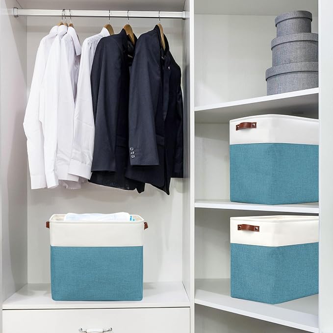 Bagnizer Large Fabric Storage Baskets | 50L Storage Bins, Decorative Linen - Image 2