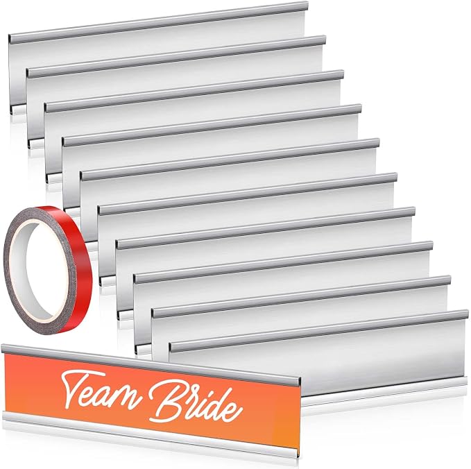 Leifide 12 Pack Name Plates for Doors, 2 x 8 Inches Aluminum Office Name Plate by LEIFIDE