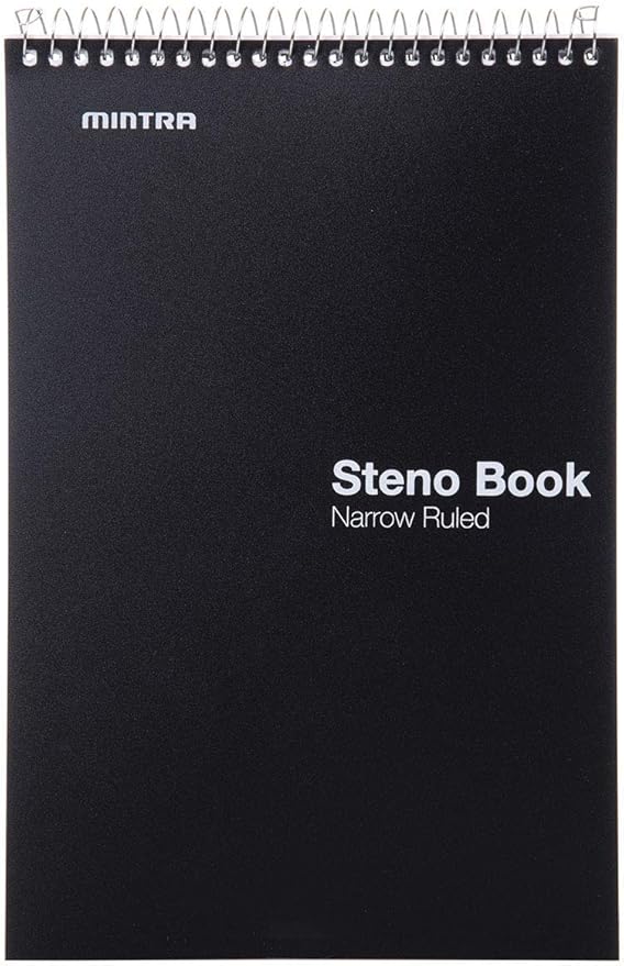 Mintra Office Steno Book - (Primary Colors, 8 Pads/Pack, Narrow Ruled) - 6inx9in, 100 Sheets per pad, POLY Cover, notebook for writing notes in school, university, college, work, office-DeskLoop Office