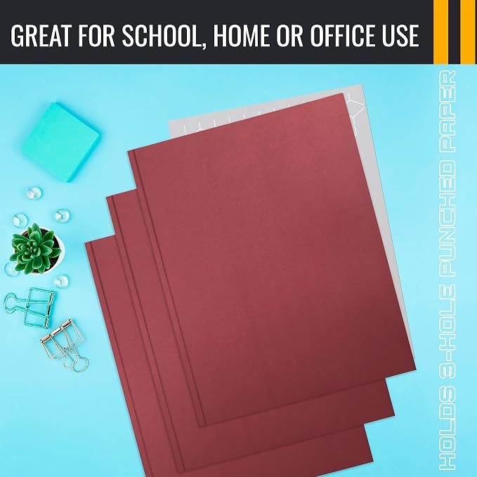 Better Office Products Burgundy Paper 2 Pocket Folders - Image 6