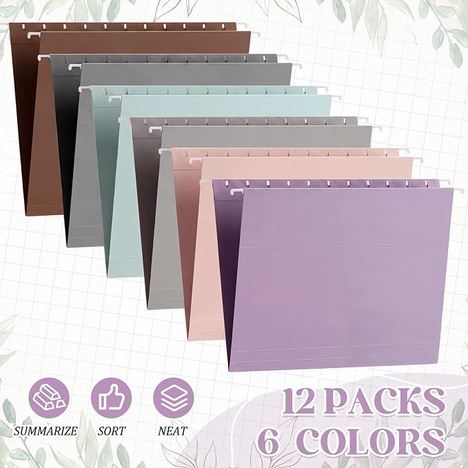 12 Pack Decorative Hanging File Folders, Letter Size - Image 2
