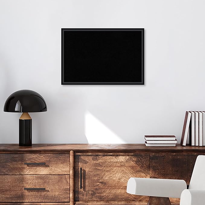 Amanti Art Black Cork Board for Wall, 17x25 Vision Board with Black Wood Frame, Medium Corkboard Office Decor for Home Organization, Modern Corkboard Pinboard to Display Items for Home Organization-DeskLoop Office