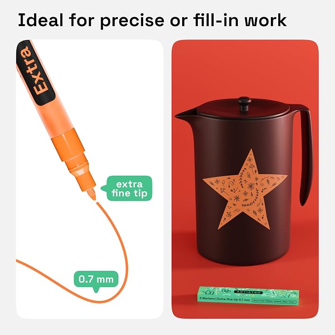 ARTISTRO 2 Orange Acrylic Paint Markers - Image 3