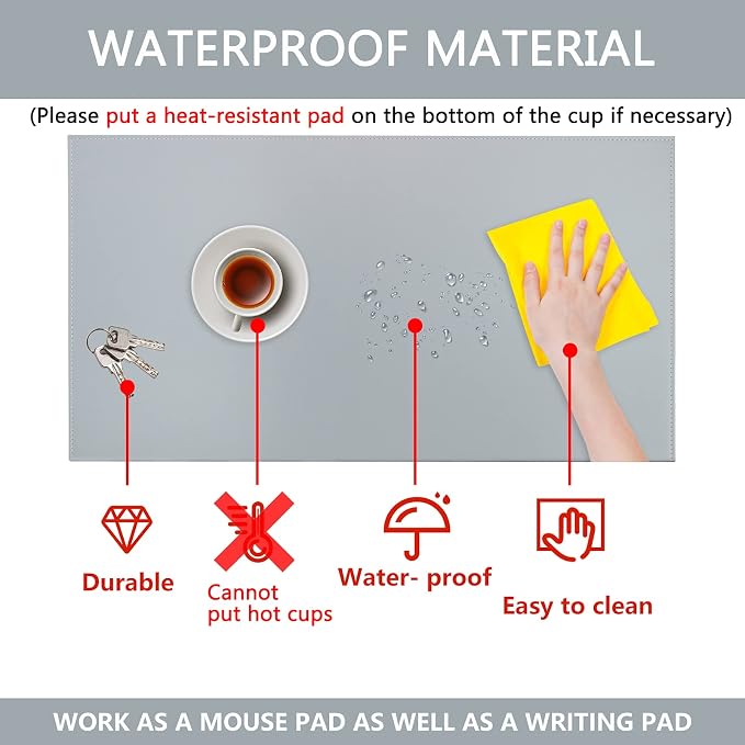 AKOZLIN 35.4"x 18.9" Soft PU Leather Surface Office Desk Mouse Mat Anti-Push Pad - Image 6