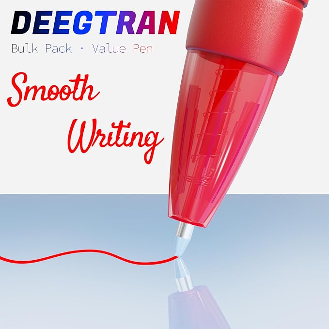 deegtran Pens Bulk, 30 Pack No Bleed Red Ink Click Pens - Image 3