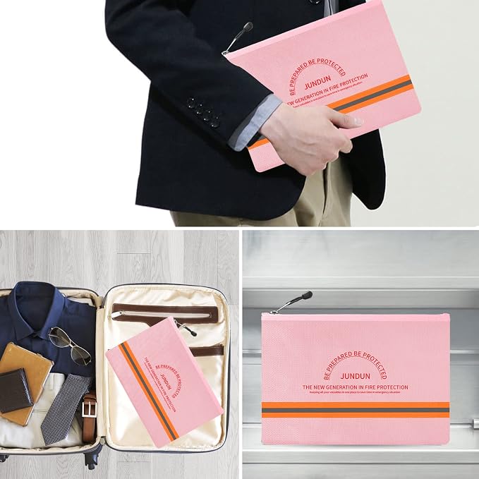 JUNDUN Fireproof Document Bag, 14.2”x 10.0”Waterproof and Fireproof Money Bag - Image 7