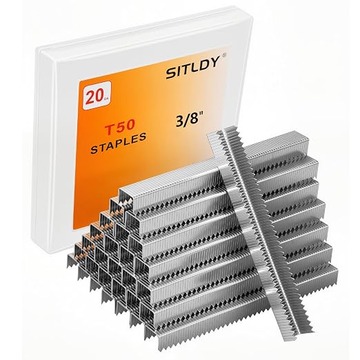 Heavy Duty T50 3/8- inch Length Staples 1580-Count, 3/8 Crown 20 Gauge Beveled by SITLDY