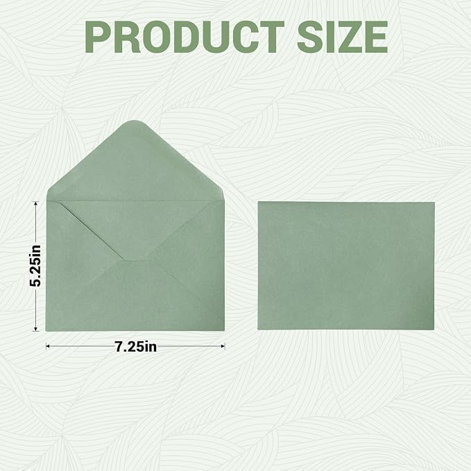 50 Packs Sage Green A7 Envelopes - Image 3