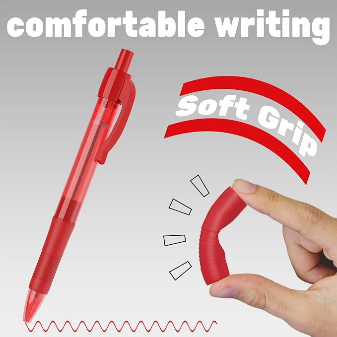 deegtran Pens Bulk, 30 Pack No Bleed Red Ink Click Pens - Image 4