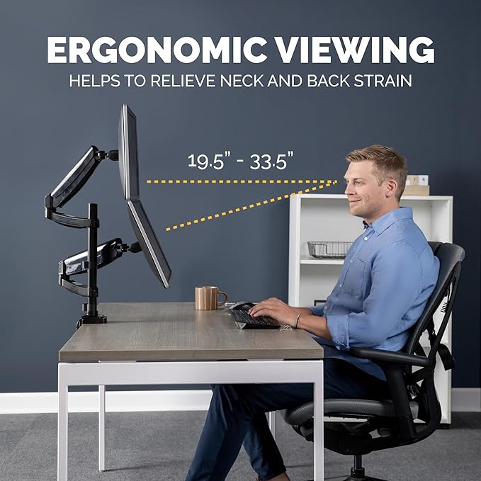 Fellowes 8043401 Platinum Series Stacked Monitor Mount, Adjustable Computer Monitor Stand for 2 Monitors with Dual Monitor Arms, 32 Inch Monitor Capacity-DeskLoop Office