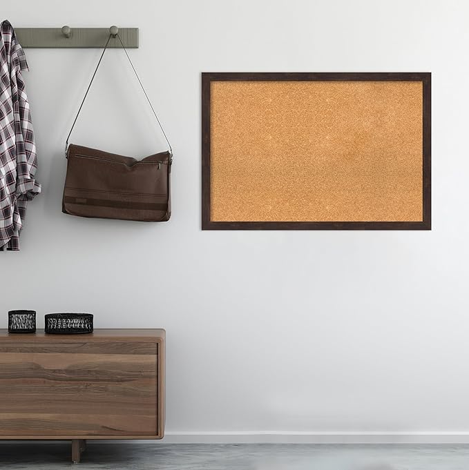 Amanti Art Natural Cork Board for Wall, 27x39 Vision Board with Brown Wood Frame, Large Corkboard Office Decor for Home Organization, Rustic Farmhouse Corkboard Pinboard to display items for home-DeskLoop Office