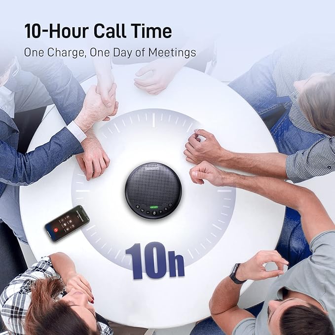 EMEET Conference Speaker and Microphone w/8 Mics, 360° Voice Pickup, Noise Reduction, Bluetooth/USB/Dongle Speakerphone for 10 People w/Daisy Chain for 18, Compatible w/Leading Platforms, 2024 Version
