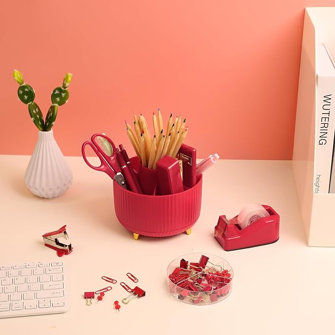 SKYDUE Red Office Supplies Set, Pencil Holder - Image 7