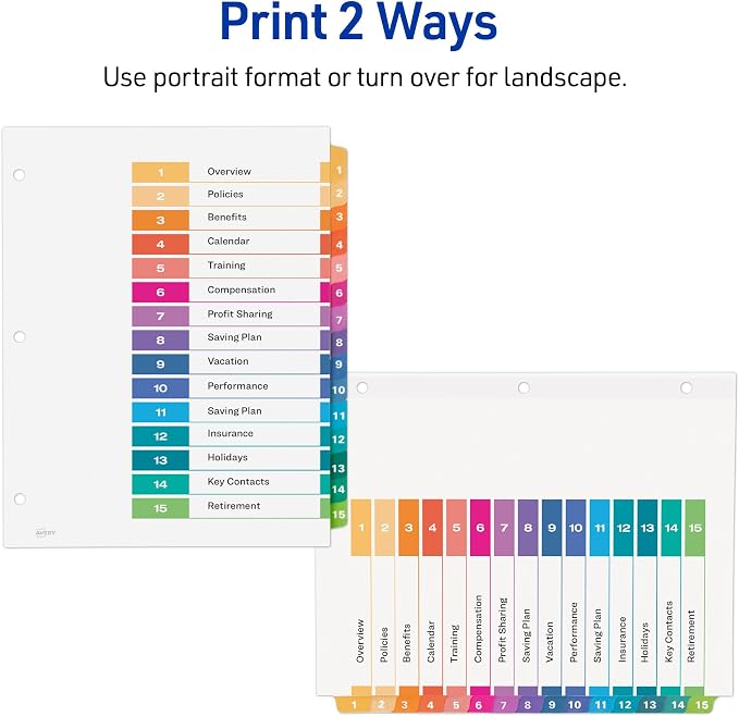 Avery Dividers for 3 Ring Binders, 15 Tabs per Set, Customizable Table of - Image 3