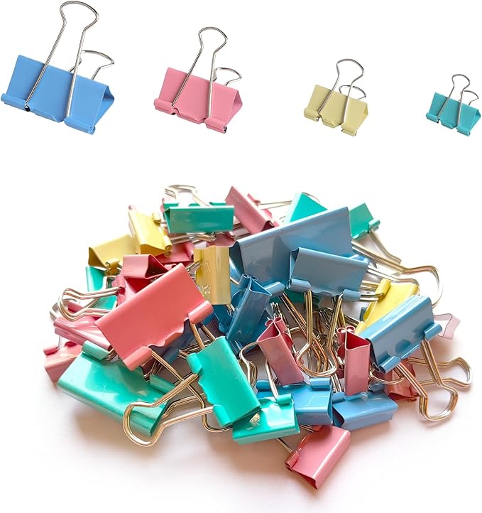 40-Pack Colorful Binder Clips, Strong-Binder Clamps by Unknown