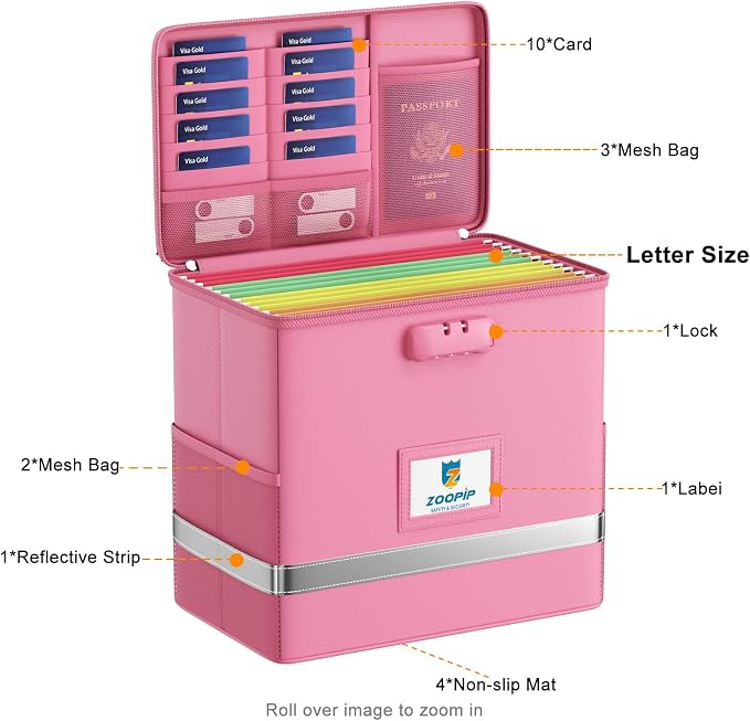 Fireproof File Box with Lock, Document Box Storage Organizer, Suitable - Image 3