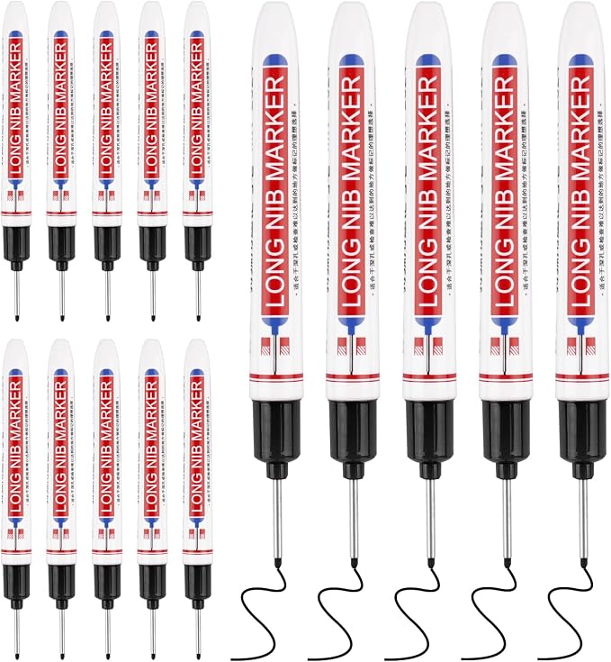 15 Pcs Long Nib Marker, 20 mm Long Head Deep Hole Marker Pens, Fine Nose Tip by Mkobon