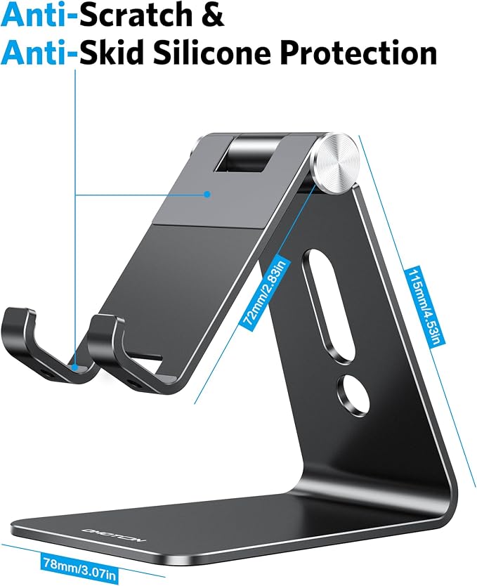 OMOTON Adjustable Cell Phone Stand, C2 Aluminum Desktop Phone Holder Dock - Image 3
