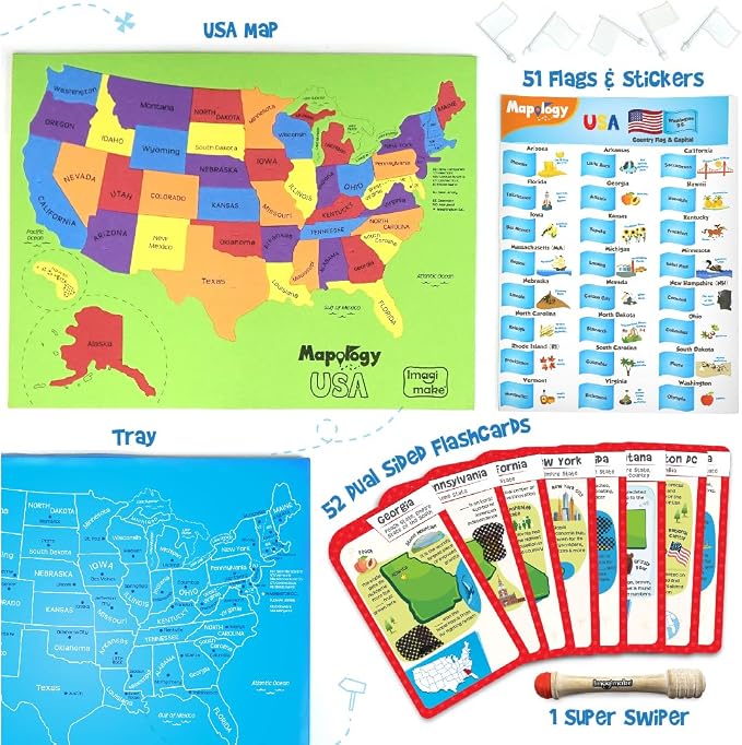 Imagimake Mapology United States Flash Card Puzzle - Image 2