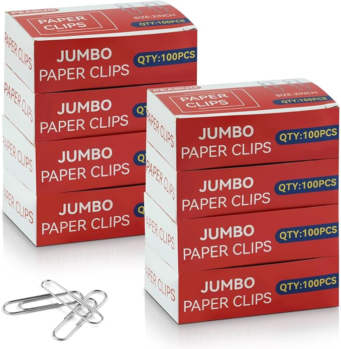 800 Pcs Jumbo Paper Clips, Large Smooth Paperclips by PEASUG