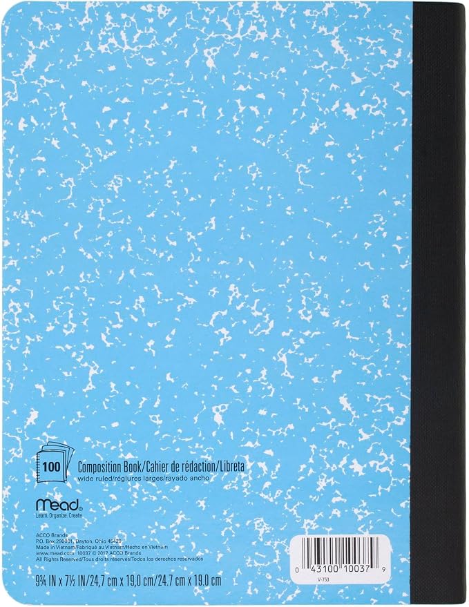Mead Composition Notebook, Wide Ruled 7.5" x 9.75" Paper, 100 Sheets, 6 Pack - Image 6
