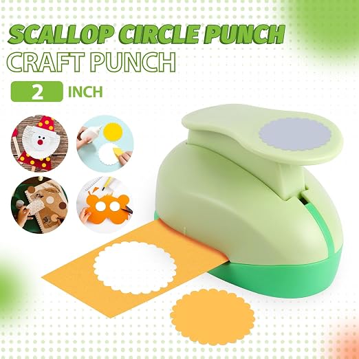 UCEC 2 inch Scallop Circle Punch, Circle Ware Punch, Craft Lever Puncher - Image 2