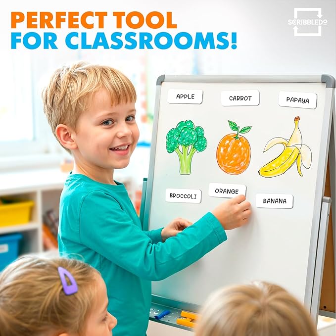 Scribbledo 10 Pack Dry Erase Magnetic Labels 3.1” x 1.2” Writable Strips - Image 2