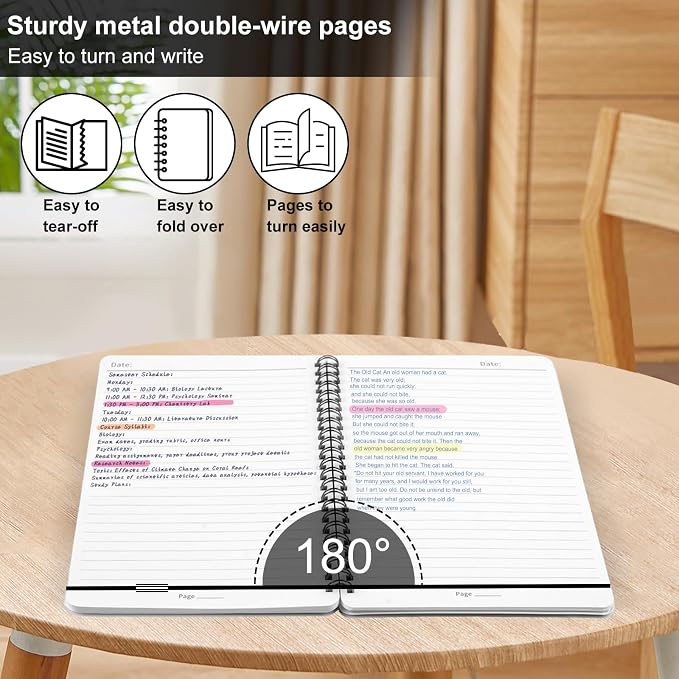 Utron Spiral Notebook For Women & Men, 5.9 x 8.3” College Ruled Notebook For - Image 5