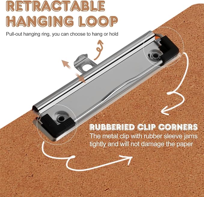 Clipboards, PANDRI 16 Pack Hardboard Office Clipboards, Low Profile Clip - Image 3