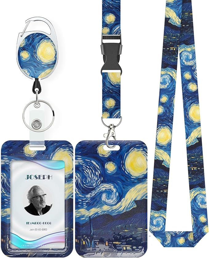 Uniclife Fashionable Sliding Badge Holder Starry Night Plastic Card Holder by UnicLife