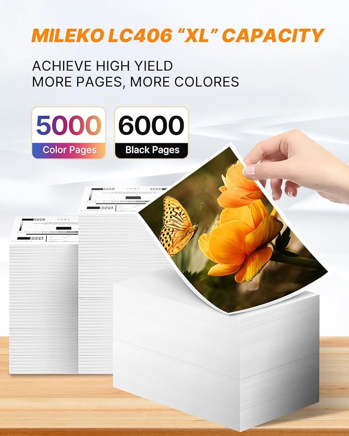 LC406 Ink Cartridges for Brother Printer Replacement for Brother LC406XL LC406 Ink Cartridges High Yield for Brother MFC-J4335DW MFC-J5855DW MFC-J6555DW MFC-J4535DW MFC-J6955DW MFC-J4345DW, 4 Pack-DeskLoop Office