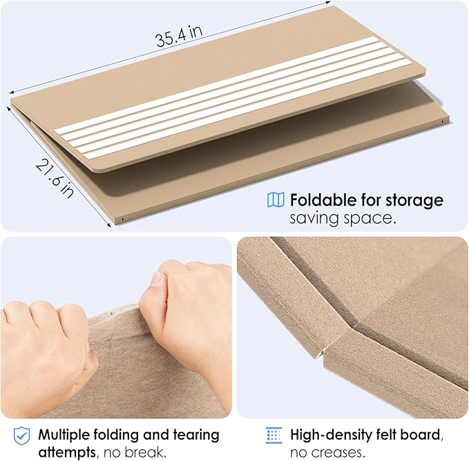 MaxGear Extra Large Bulletin Board 60" x 36", Foldable Felt Board Vision Board Supplies, Cork Board for Office, Home, School, Small Pin Boards for Walls Decorative Display Board Beige Brown-DeskLoop Office