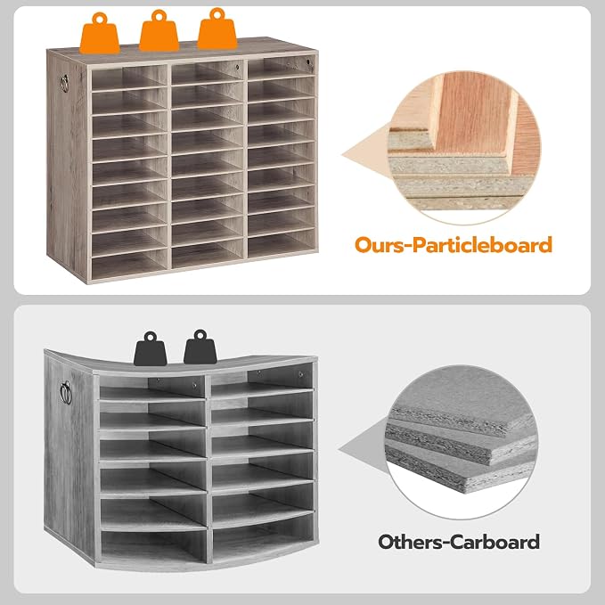 HOOBRO Literature Organizer, 27 Compartments Wooden Mail Organizer, Countertop - Image 8