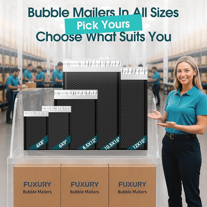 Fuxury Black Bubble Mailers 6x10 Inch 500 Pack Usable Size 6x9 Self Seal Padded - Image 8