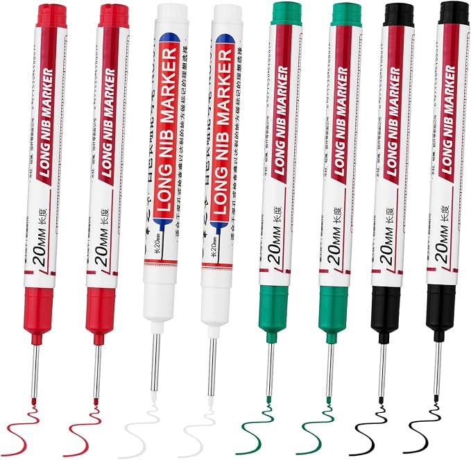 8 PCS Long Head Deep Hole Marker Pens, 20mm Long Nib Marker, Longs Nose Markers by Unknown